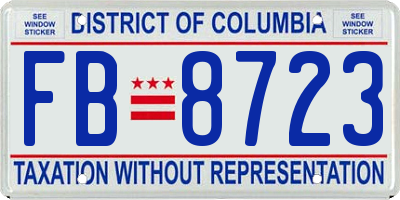 DC license plate FB8723