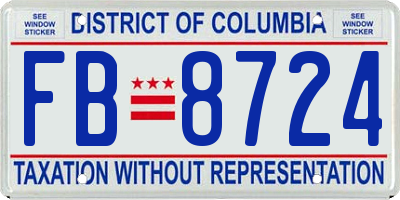 DC license plate FB8724