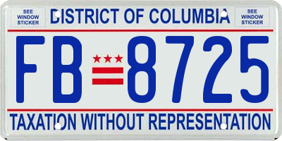 DC license plate FB8725