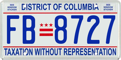 DC license plate FB8727