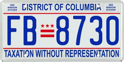 DC license plate FB8730