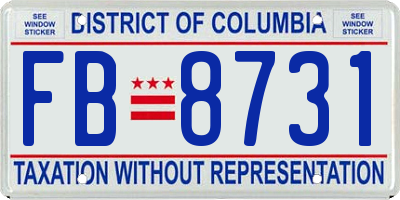 DC license plate FB8731