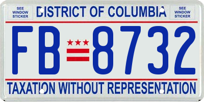 DC license plate FB8732