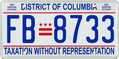 DC license plate FB8733