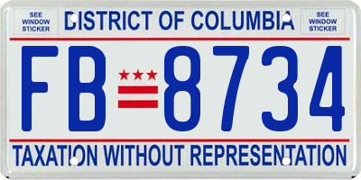 DC license plate FB8734