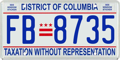 DC license plate FB8735