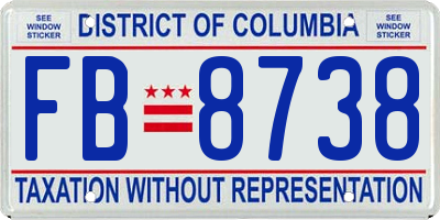 DC license plate FB8738