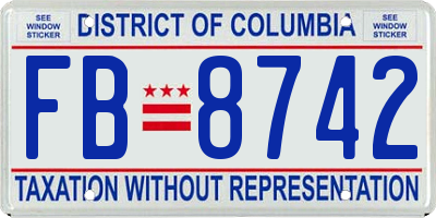 DC license plate FB8742