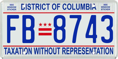 DC license plate FB8743