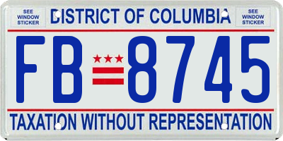 DC license plate FB8745