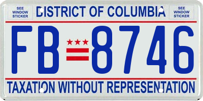 DC license plate FB8746