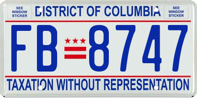 DC license plate FB8747