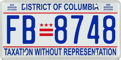 DC license plate FB8748