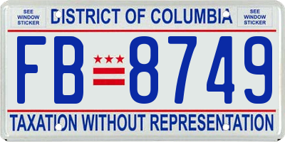 DC license plate FB8749