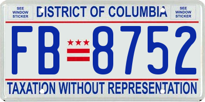 DC license plate FB8752