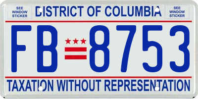 DC license plate FB8753