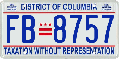 DC license plate FB8757