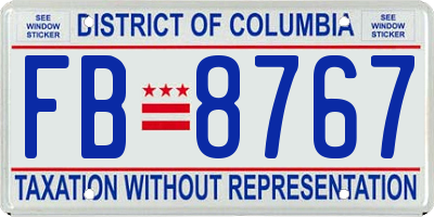 DC license plate FB8767