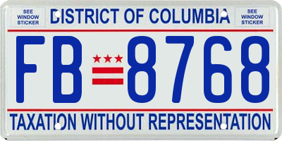 DC license plate FB8768