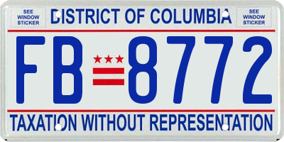 DC license plate FB8772