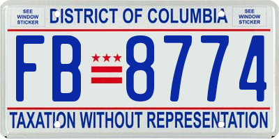 DC license plate FB8774