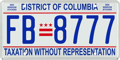 DC license plate FB8777