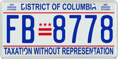 DC license plate FB8778