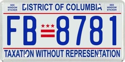 DC license plate FB8781