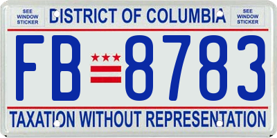 DC license plate FB8783