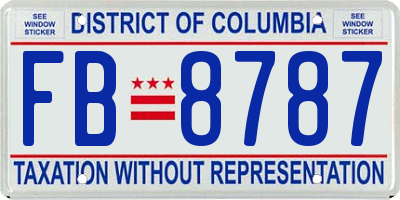 DC license plate FB8787