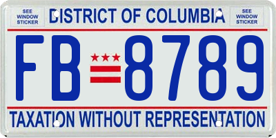 DC license plate FB8789