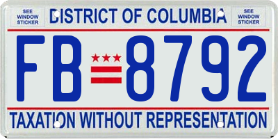 DC license plate FB8792