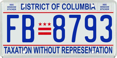 DC license plate FB8793