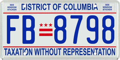 DC license plate FB8798