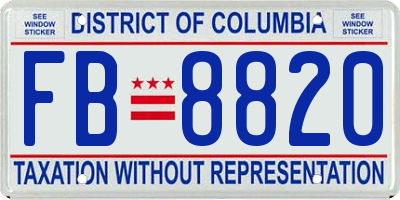 DC license plate FB8820