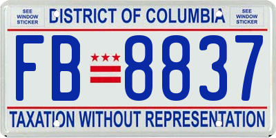 DC license plate FB8837