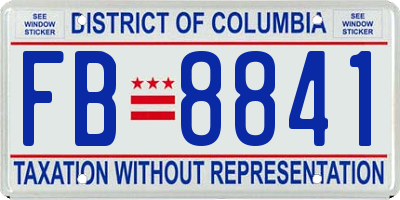 DC license plate FB8841