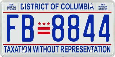 DC license plate FB8844