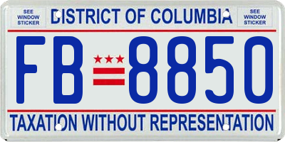 DC license plate FB8850