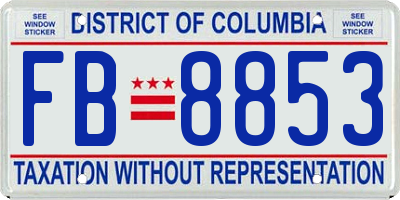 DC license plate FB8853