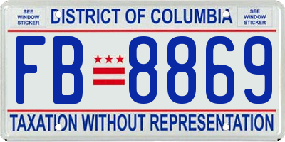 DC license plate FB8869