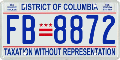 DC license plate FB8872