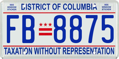 DC license plate FB8875