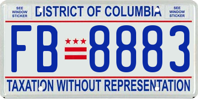 DC license plate FB8883