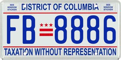 DC license plate FB8886