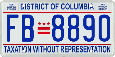 DC license plate FB8890