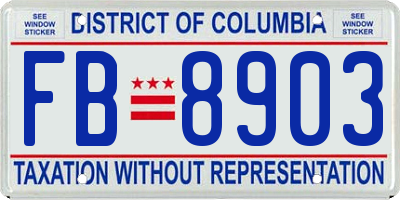 DC license plate FB8903