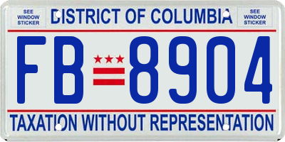 DC license plate FB8904