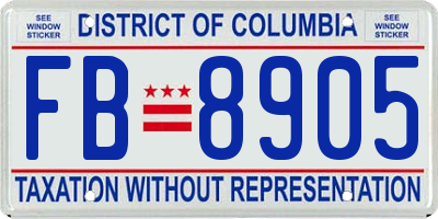 DC license plate FB8905