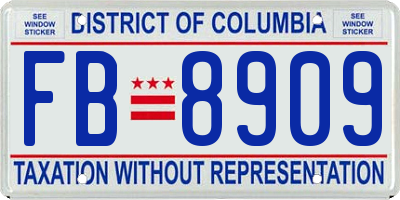 DC license plate FB8909